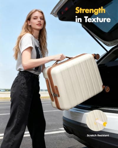 Lekesky Cabin Suitcase 55x40x20, Beige/Brown — view 5