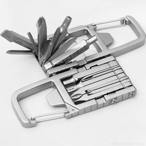 GOWEILE Multitool Keychain 12 in 1 Portable Folding Multi Tool Stainless Steel Outdoor Screwdriver Bit Multipurpose Hand Tool Gifts for Men — view 5