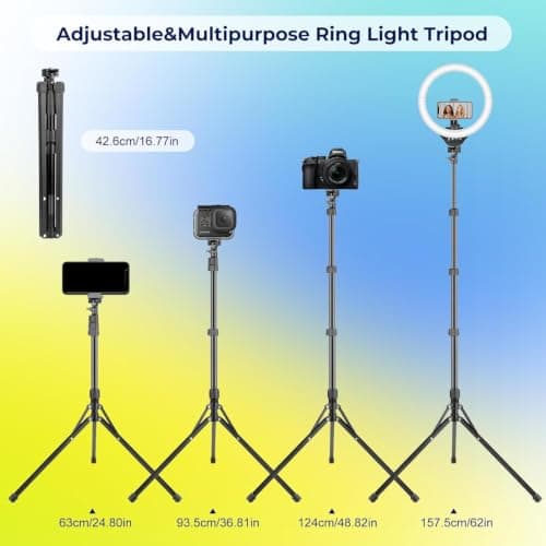 Ring Light with 75.59 Inch Tripod Stand and Cold Shoe Phone Holder, 120 LED, CRI90+, Dimmable, for Makeup, Live Streaming, YouTube, Zoom, Travel-Friendly (10) — view 6