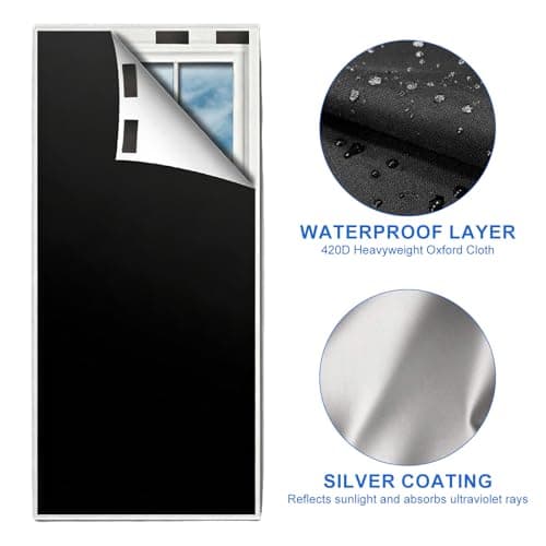 Portable Blackout Blind, Temporary Blackout Curtains with 20 Velcros and 3M Measuring Tape Etc, Fits Any Size Shape Windows for Bedroom Travel & Skylight (100 x 145cm) — view 3