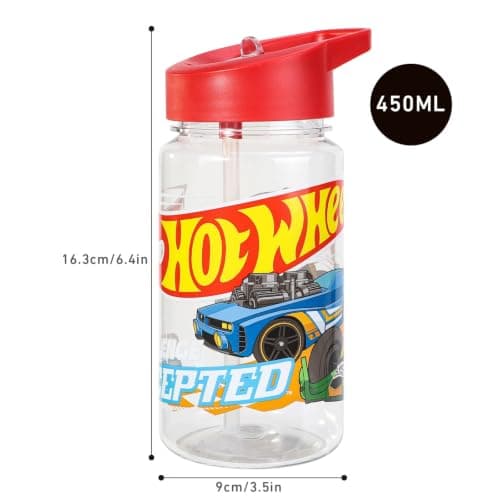 TDL Hot Wheels Single Pack Official Kids Water Bottle 450ml – BPA-Free, Leakproof, Flick-Top Lid – Official Character Design Bottle for School, Nursery, Travel & Sports — view 2