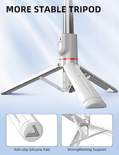 Phone Tripod & Selfie Stick, 41'' Tripod for iphone with Detachable Remote Portable Smartphone Tripods Stand Extendable Travel Selfie Stick for Selfie/Video Recording/Live Stream (White) — view 2