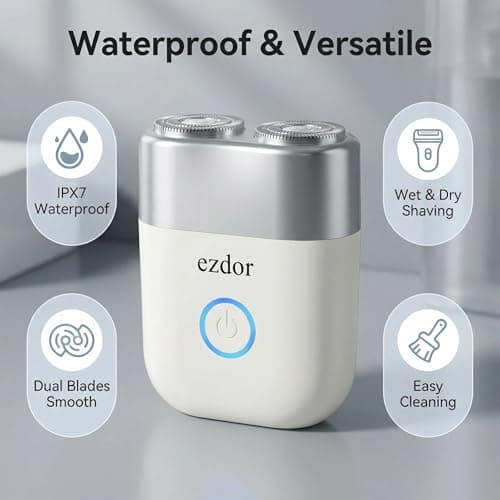 Electric Razor for Men,Mini Electric Shaver, Portable Mini Shaver with Dual Blades, Type-C Fast Charging, IPX7 Waterproof, Wet & Dry Use, Travel-Friendly Grooming Tool — view 2