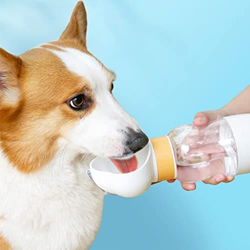 croselyu Pet Portable Water Dispenser Walk Your Dog Water Bottle Cat Out Water Cup Pet Feeder,1pce (350+200 ml,White) — view 3