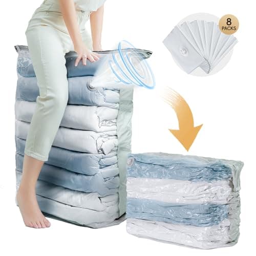 TAILI Extra Large Vacuum Storage Bags Cube, 8 Jumbo(80x100x38 CM), Cream