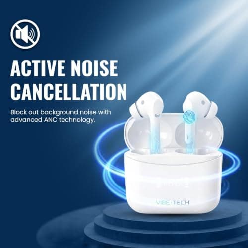 VIBE-TECH Wireless Earbuds – Bluetooth 5.4+EDR, ANC Noise Cancelling, Hi-Fi Stereo, Smart Touch, 42H Battery Life, LED Display, IPX7 Waterproof, Type-C Fast Charging – Black — view 5
