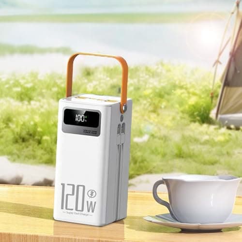 Solar Powers Bank 50000mah - 120w Portable Charger Fast Charging Powers Bank With Built-in Cables, Outdoor Solar Survival Charger, For Camping, Hiking, Travel,Backpack Gear, For Smart Devices — view 2