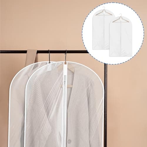Garment Bags for Hanging Clothes, 2Pcs Hanging Garment Bag Plastic Dustproof Suit Bag PEVA Breathable Garment Cover for Suits Dance Clothes Closet, 24 x 40 Inch — view 4