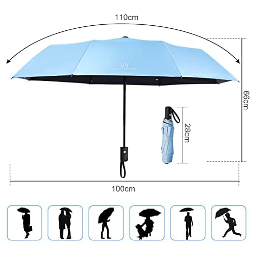 Vicloon Travel Umbrella, Automatic Windproof Umbrellas, UV Protection Travel Umbrella Compact for Rain and Sun, Folding Lightweight, Portable Umbrellas for Women and Men — view 2