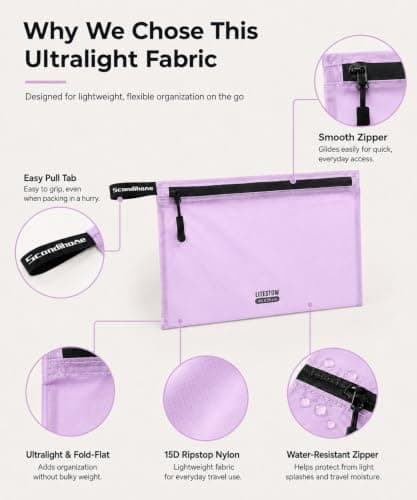BBCREAT Packing Cubes for Travel, 4 Set Ultralight Travel Organizer Bags, Lightweight Nylon Zipper Pouches for Carry-On Suitcase, Clothes, Underwear, Toiletries and Small Essentials, Lavender Purple — view 3