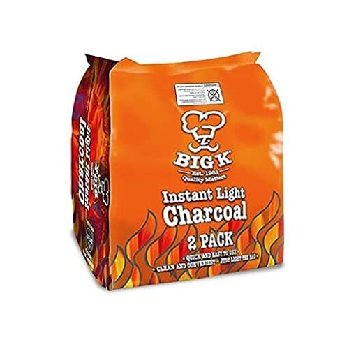 Big K Instant Light Lumpwood Charcoal, 2x1kg Bags Instant BBQ Charcoal