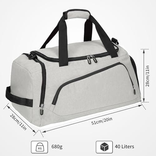 OLQI Gym Bag with Shoe Compartment & Wet Pockets for Men/Women,Sports Duffle Bags for Workout/Fitness/Travel (Beige, 20"x11"x11") — view 2