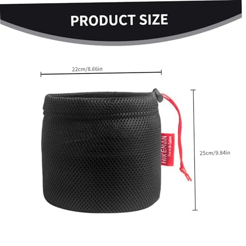 Pesoncarl Camping Pot Bag, Camping Cookware Mess Kit Bag, Kitchen Cutlery Organizer With Drawstring, Black Nylon Mesh Outdoor Cookware For Bbq Fishing 22x25cm — view 3