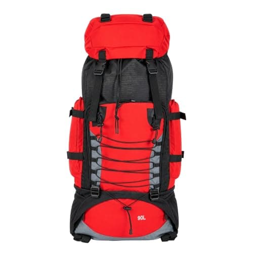 Queiting Hiking Backpack 90L Camping Backpack, Large Capacity (Red)