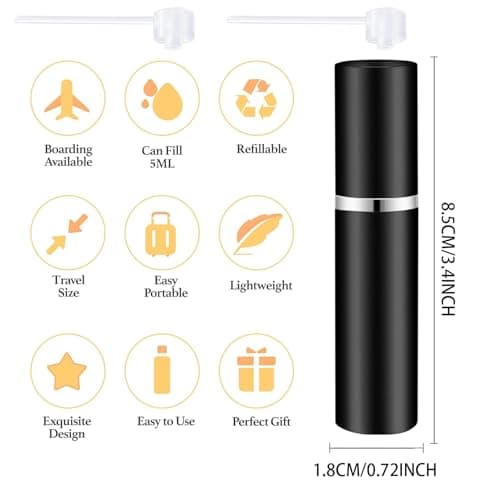 2 Pcs Perfume Atomiser,Perfume Travel Bottle,5ml Portable Travels Aftershave Atomisers Refillable Mini Metal Perfumes Spray Bottle for Men,Woman Bottom Filling Small Fragrance Decanter(Black & Blue) — view 2