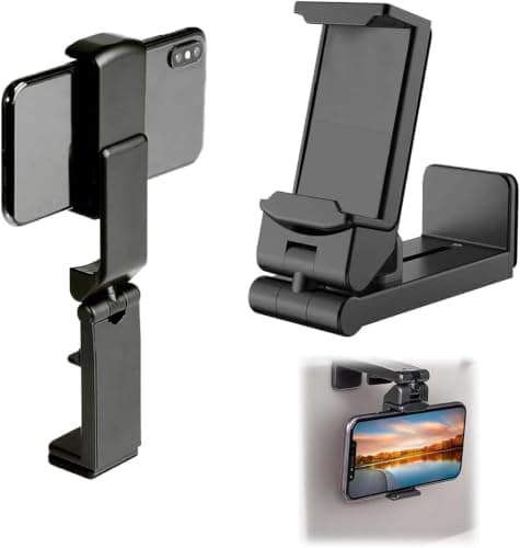 KFSCIP Plane Phone Holder 2 Pack, Airplane in Flight Phone Holder Airplane Phone Holder for Seatback, 360° Rotating Clamp Universal Adjustable Desk Mount for Travel Home and Office