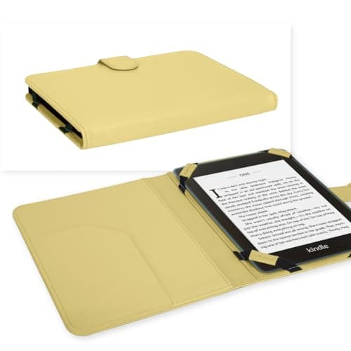 TECHGEAR YELLOW Kindle PU Leather Folio Case Cover With Magnetic Clasp + Screen Protector for Amazon Kindle eReaders 12th - 4th Generation (2024-2011) & Kindle Paperwhite with 6 inch Screen — view 2