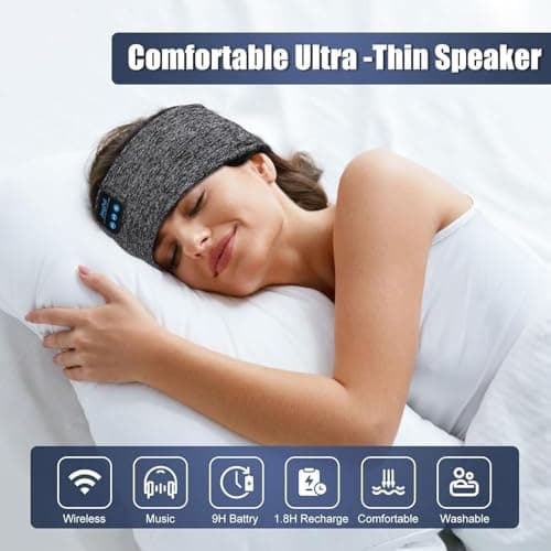 Sleep Headphones Bluetooth 5.3 Headband, Sports Wireless Earphones Sweat Resistant Earbuds with Ultra-Thin HD Stereo Speakers, Sleep Mask for Running,Workout, Yoga,Insomnia,Travel Cool Gadgets Gifts — view 6