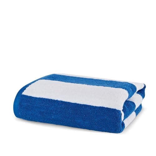 La Maison Cabana Stripe Beach Towels 100% Cotton 70cm x 150cm Large Pool Towel Absorbent Supersoft Quick Dry Sand Proof Beach Towel Holiday Yoga Gym Swimming Towel (2, Royal Blue) — view 4