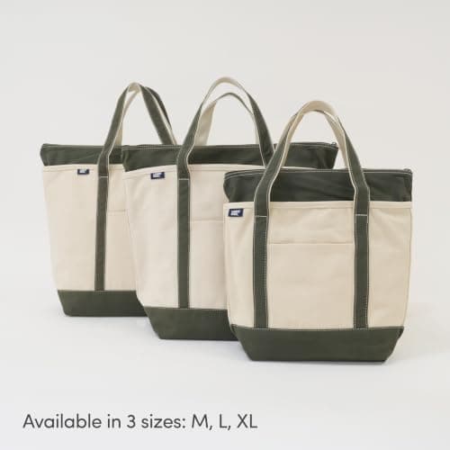Lands' End Zip Top Canvas Tote Bag - Dark Olive Green - M — view 5