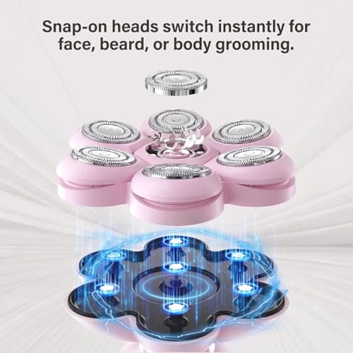 Flowind 3-in-1 Electric Razor for Women, Painless Bikini Trimmer & Body Shaver, IPX7 Waterproof Wet/Dry, 120-Min Type-C Rechargeable, Gentle & Smooth Pink Shaver, Ideal Holiday Gift for Her — view 2