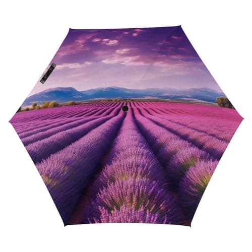 BVKWNTSA Sunscreen 5-fold Portable Parasol, Lavender Fields Printed Umbrella Is Small And Portable, Suitable for Summer Sun Protection, Rainy Day Travel, Travel, Etc.
