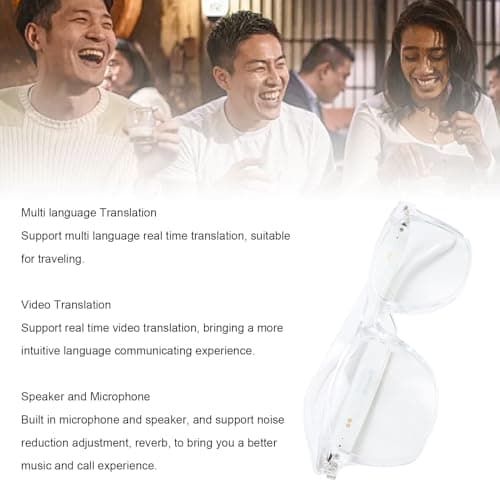 Smart Glasses, Anti Blue Light AI Translator Glasses with Microphone Speaker, Real Time Video Translation Glasses, 144 Language Translation Smart Bluetooth Glasses — view 3