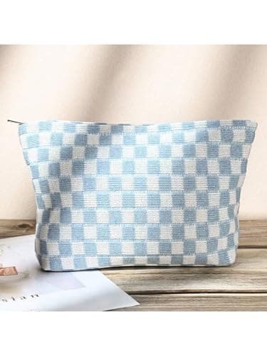 Makeup Bag, Birthday Gifts for Women, Large Small Capacity Checkered Travel Make up Bag, 2 Pack Cosmetic Bags Portable Toiletry Bag for Mom Sister Friends Girls — view 5