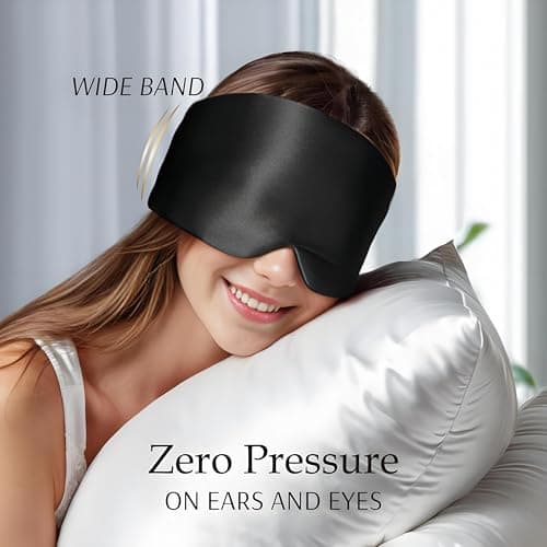 BYDT Mulberry Silk Sleep Mask, Large Blackout for Side Sleeper Black — view 6