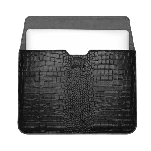Custom Laptop Case 13-13.3 inch for MacBook Air/Pro 13/Pro 14 for HP for Dell Notebook Personalized Name Initials Embossed Sleeve with Stand Crocodile PU Leather Briefcase Carrying Bag Gift Idea — view 2