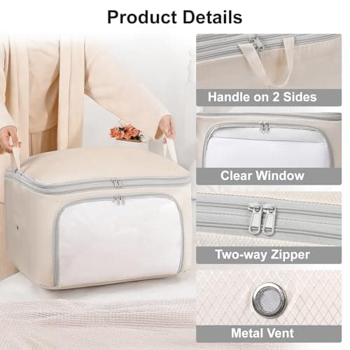 DIMJ Self Compression Duvet Storage Bags, 200L Front-Opening Clear Window — view 5