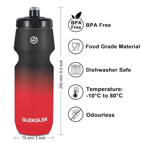 GLEKGLEK Bike Water Bottle 750ml, 2 Pack, Dishwasher Safe — view 2