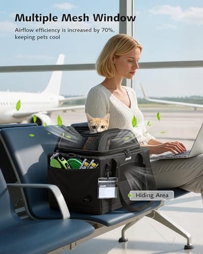 pecute Cat Carrier Top Expandable, Airline Approved Cat Carrier, Dark Grey — view 6