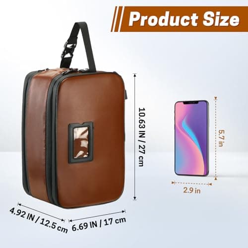 SWISSELITE Leather Toiletry Bag for Men, Water Resistant Dopp Kit for Toiletries Accessories with Wet/Dry Separation, Travel Essentials Shaving Bag Bathroom Organizer for Travel Gym Dorm(Dark Brown,M) — view 2