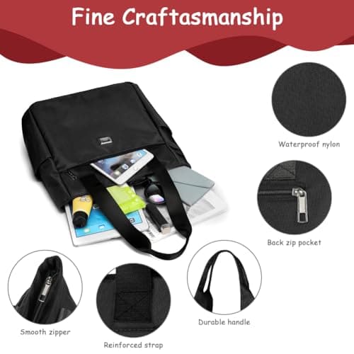 URAQT Nylon Shoulder Bag, Fashion Women's Bag Handbag, Multi-Pocket Tote Bag with Zipper, Waterproof Lightweight Nylon Hobo Bag, Large Capacity Handbag for School Shopping Travel Work Daily Use — view 5