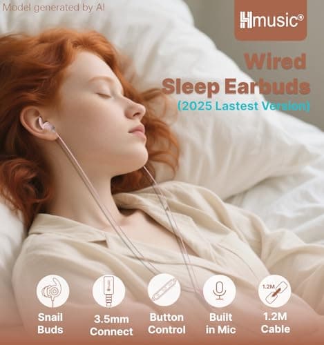 Hmusic 3.5MM Wired Sleep Earphones,2g Lightweight Soft Silicone for Sleeper — view 2