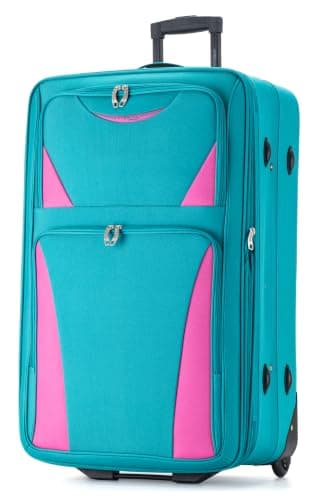 DK Luggage 28" Large Lightweight Suitcases Expandable Trolley case with 2 Wheels DK16 (Aqua, 28" Large)