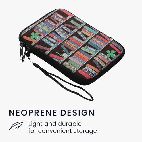 kwmobile Neoprene e-Reader Pouch Size 6" eReader - Universal eBook Sleeve Case with Zipper, Wrist Strap - Blue/Green/Dark Pink — view 6