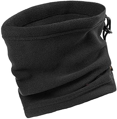 Black Fleece Snood Neck Warmer with Drawstring Toggle – Adjustable Thermal Winter Neck Gaiter Face Cover for Men & Women, Cold Weather Windproof for Walking Cycling Outdoor Work — view 2