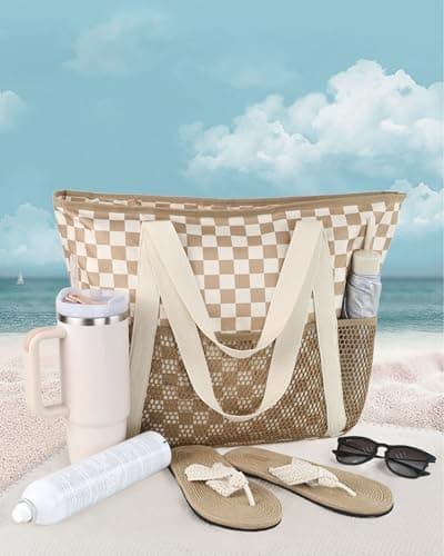 HOMESPON Beach Bag Large Waterproof Tote for Women with Zipper — view 3
