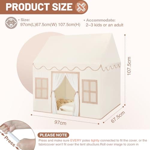 Wilwolfer Kids Play Tent Indoor with Mat, Cosy Playhouse, Peach Skin Fabric — view 3