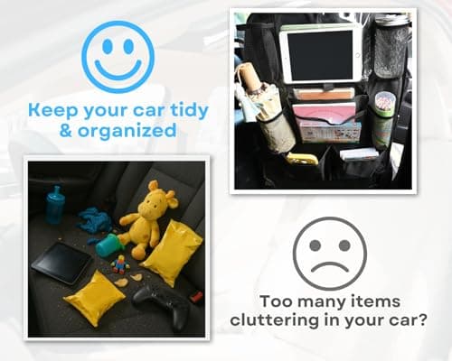 ds. distinctive style Car Backseat Organizer Back Seat Storage With Touch Screen Tablet Sleeve 9 Pockets Kick Mats Water Resistant Travel Organizer For Daily Travel 2 Pack Black — view 4