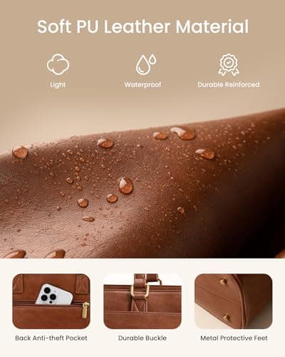 LOVEVOOK Laptop Handbags for Women, 17.3 Inch Large Tote Bag Ladies Work Bags with Compartments, Vintage-Style Leather Laptop Bags Womens Handbag Shoulder Bag for School Office Business, Brown — view 5