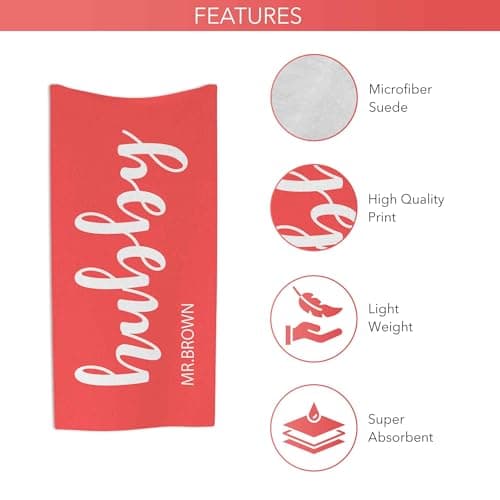 Print Maniacs Custom Personalised Hubby and Wifey Towel Microfibre Beach Towel Couple Gift Large Quick Dry Lightweight Travel Towel Honeymoon Holiday Pool Spa — view 3