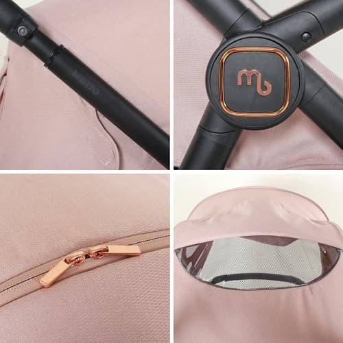 My Babiie MB170 Plus Pushchair – from Birth to 4 Years (22kg), 4-Wheel Suspension, Large Basket, XL Canopy, Foldable, Compact, Stroller with Footmuff, Cup Holder, Rain Cover – Pastel Pink — view 5