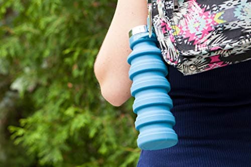 Joie Collapsible Water Bottle On The Go for Backpacking, Hiking, Camping, and Sports, BPA Free, Silicone, Reusable and Includes Carabiner for Water Bottle | 16 oz. — view 4
