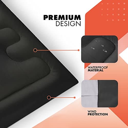 azark Premium Double Sleeping Bag, 350GSM, Lightweight and Waterproof, 4 Seasons of Camping, Hiking and Outdoors, Sleeping bag for Adults & Kids (Black) — view 5