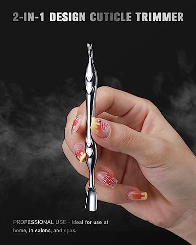 FERYES Cuticle Pusher with Fork, 2-in-1 Cuticle Trimmer Nail Care Tool, Stainless Steel Cuticle Remover Tool for Manicures and Pedicures - Silver — view 6