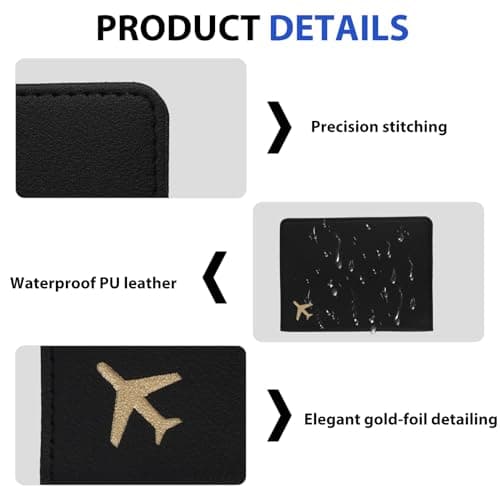 kwinfei 3PCS Passport Holder Cover for Women and Men,PU Leather Travel Document Holder Case with Snap Button Closure, Passport Cover for Boarding Pass, ID Card, Credit Cards,Compact Protector Wallet — view 3