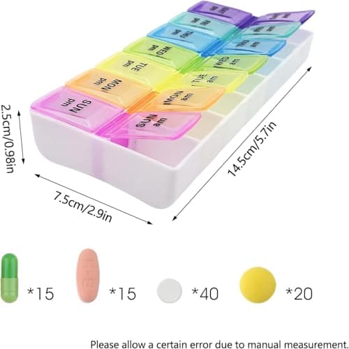 ChioSun 7 Day 2 Times a Day Pill Organiser, AM/PM Dosette Box — view 2